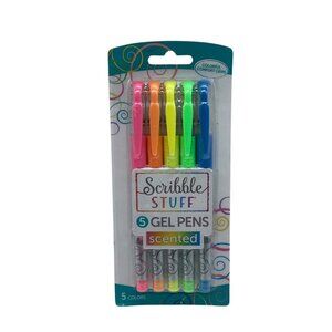 Scribble Stuff Scented Vibrant Gel Pens‎ 5 Colors Pack Smooth Clip Doodle NEW